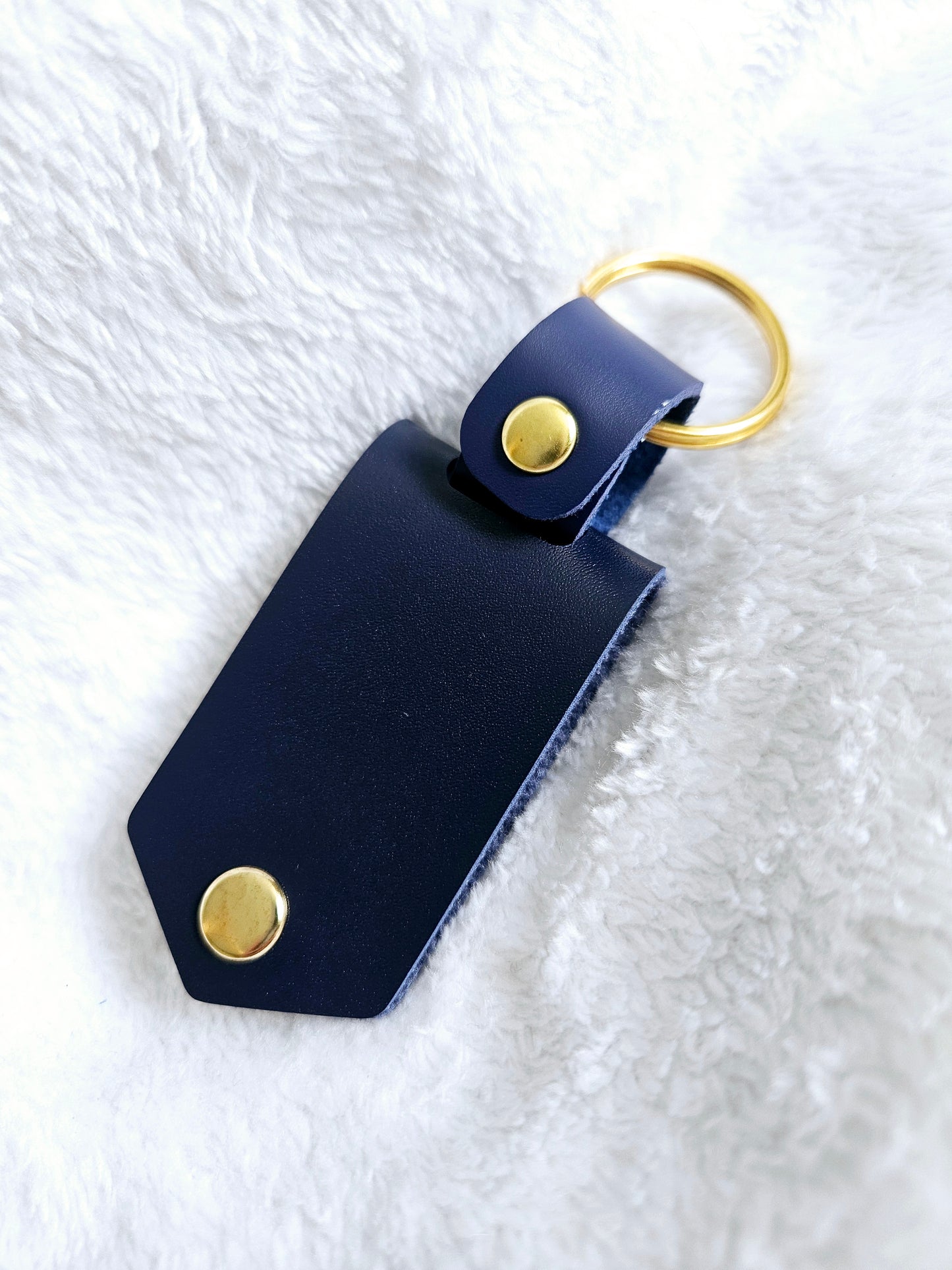 PU Leather Photo Keyring - Navy