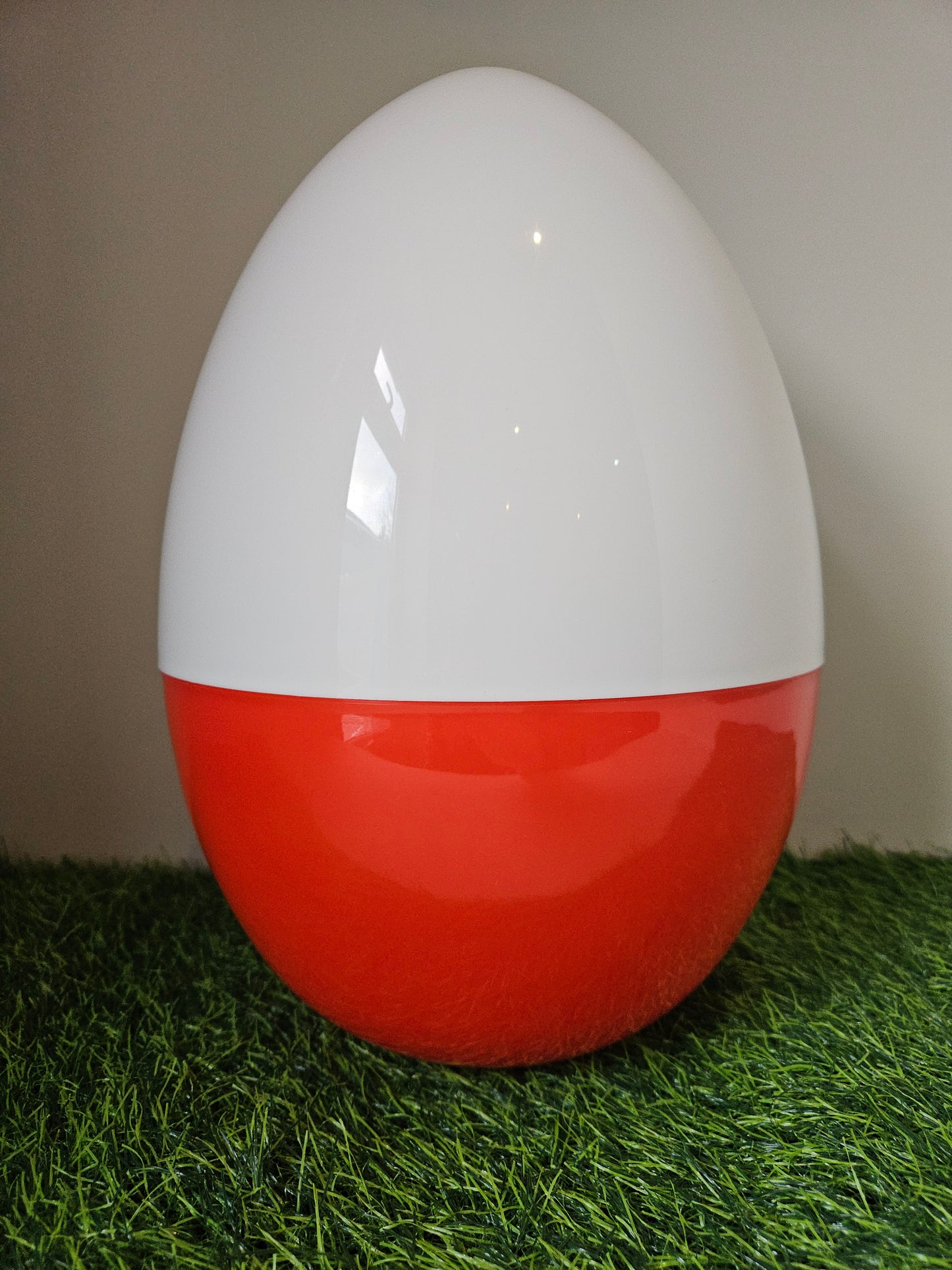 White and dark orange 14" jumbo fillable egg