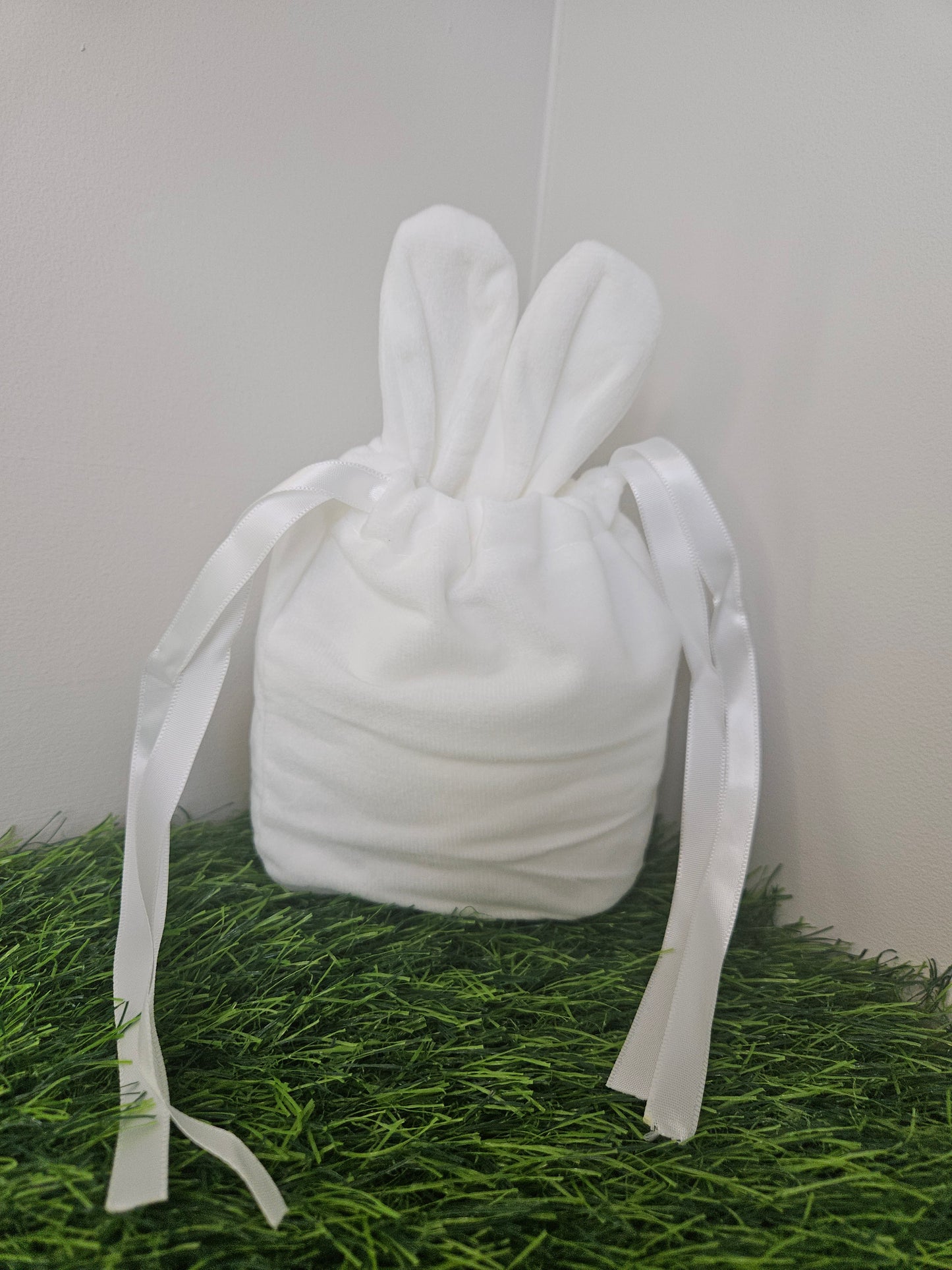 White velvet bunny bag