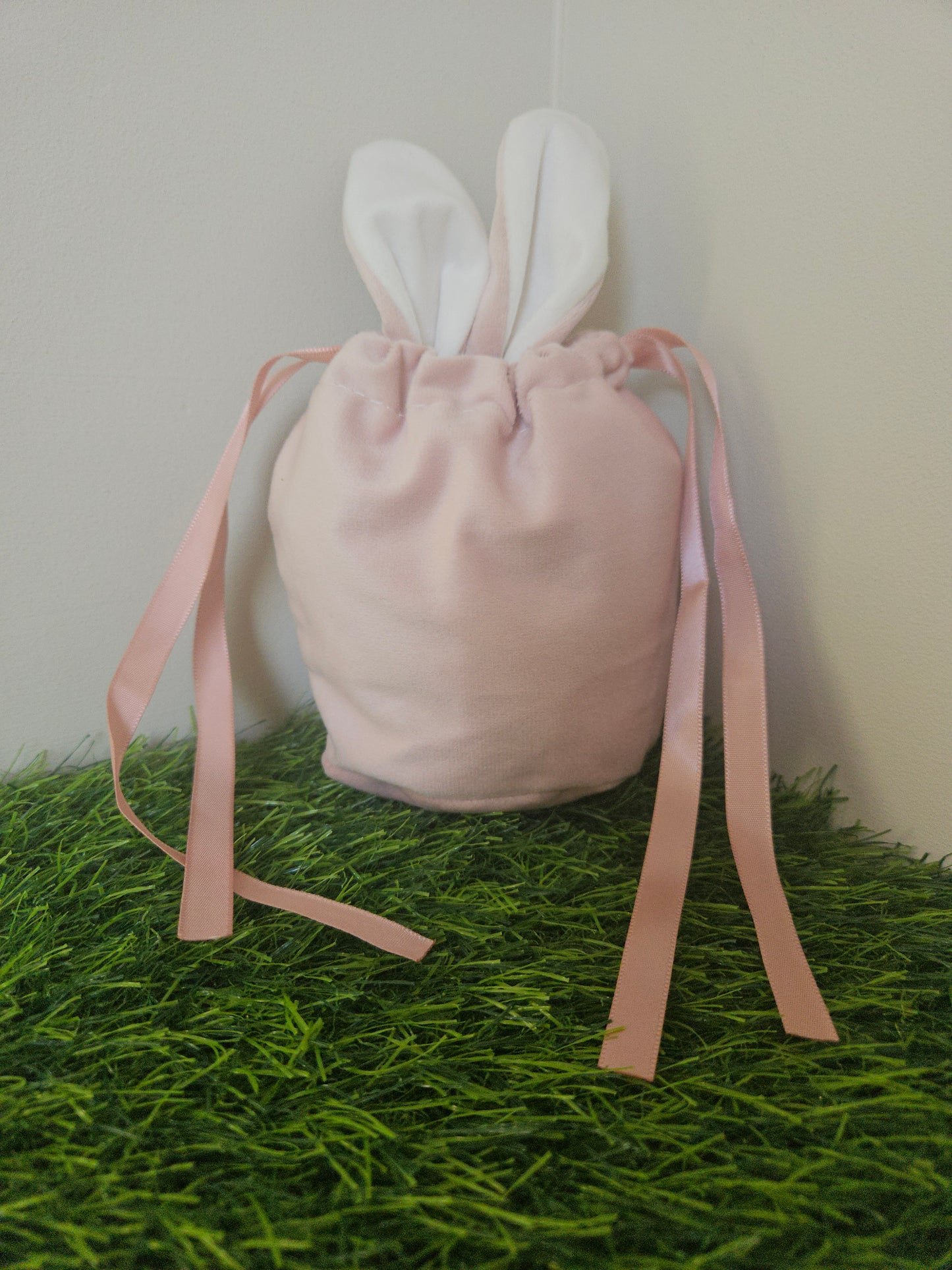 Pink velvet bunny bag