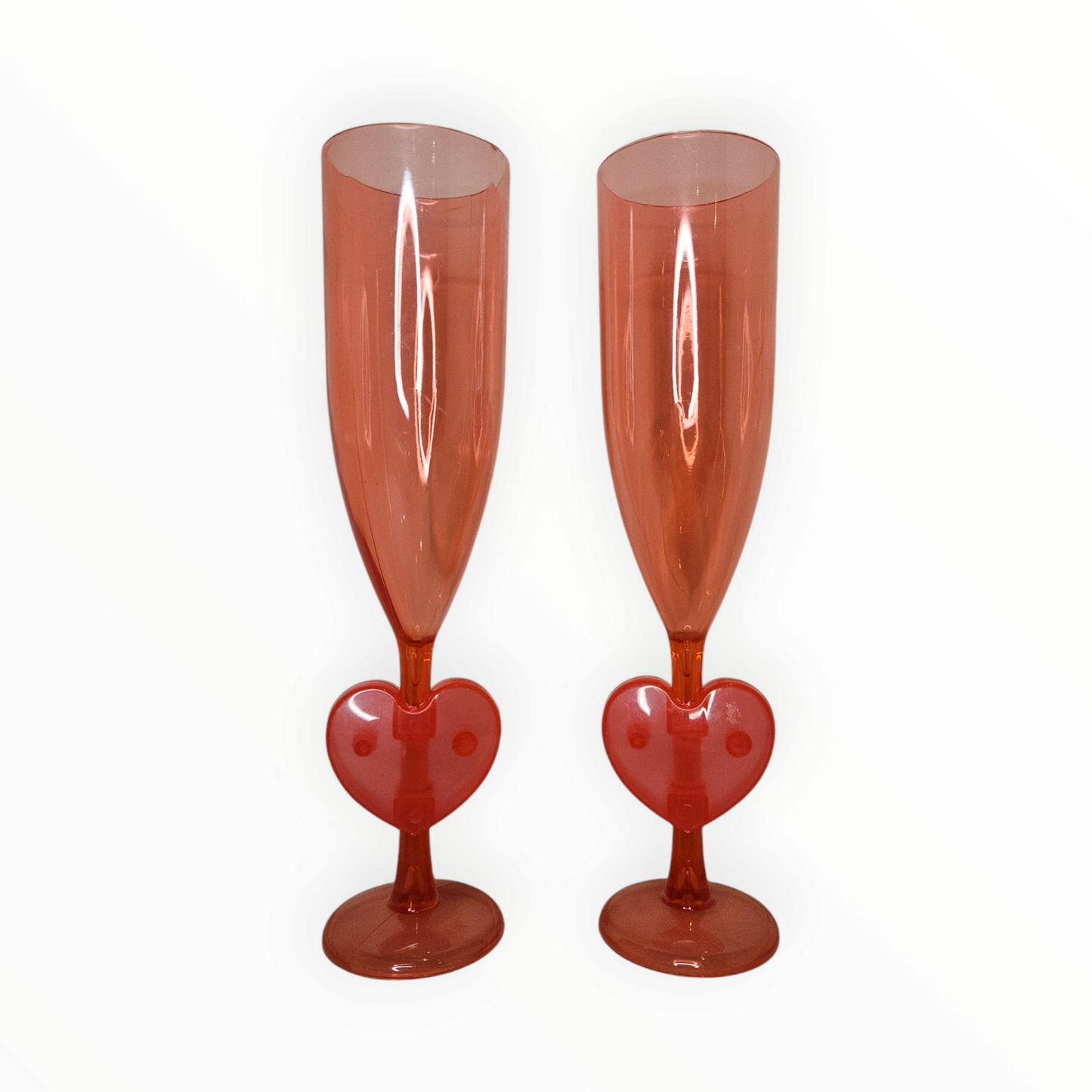 Valentines red heart plastic flute