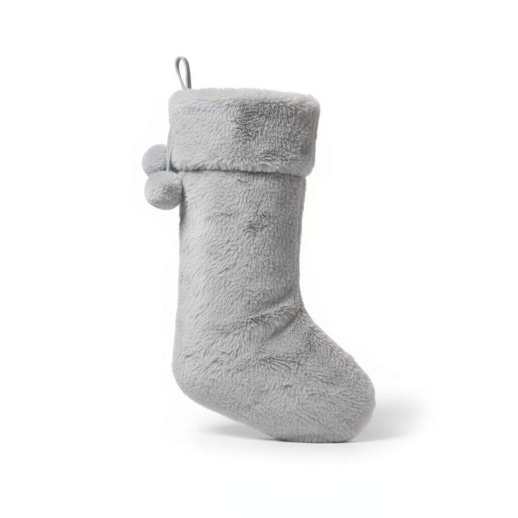 Grey Faux Fur Stocking