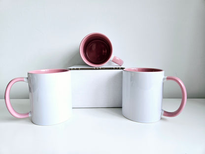 11oz Inner and handle coloured mug - Pink