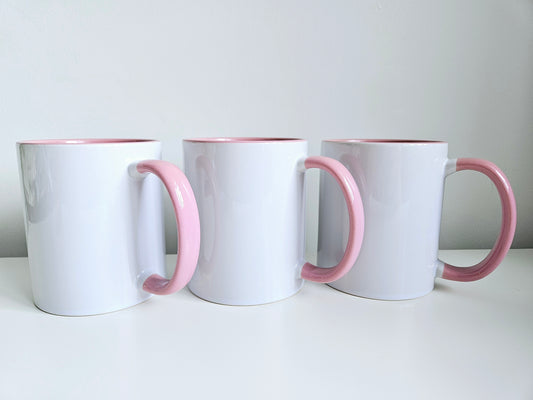 11oz Inner and handle coloured mug - Pink