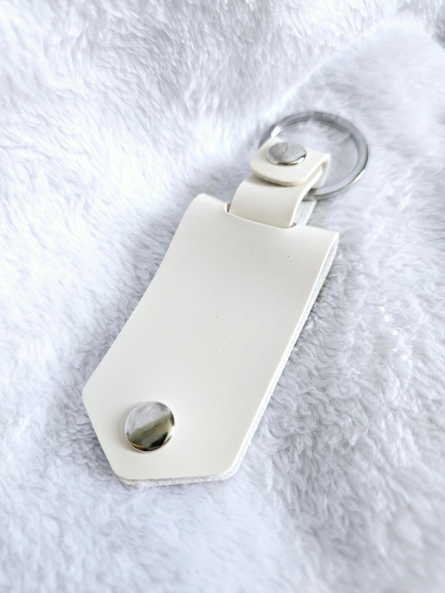 PU Leather Photo Keyring - Cream