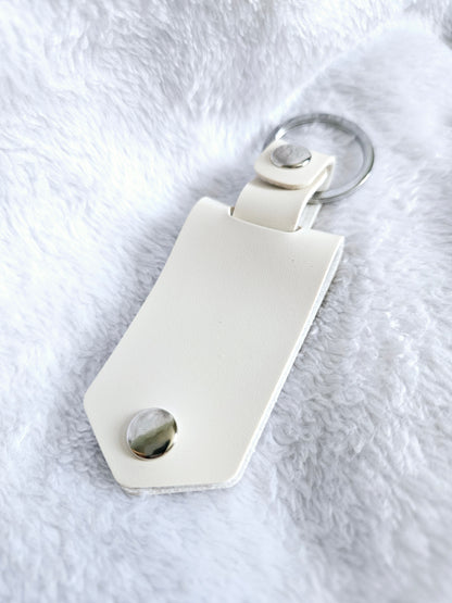 PU Leather Photo Keyring - Cream