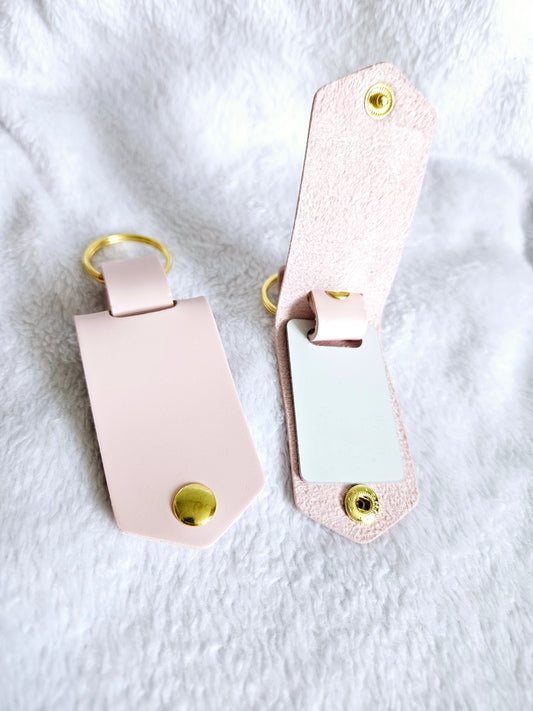 PU Leather Photo Keyring - Pink