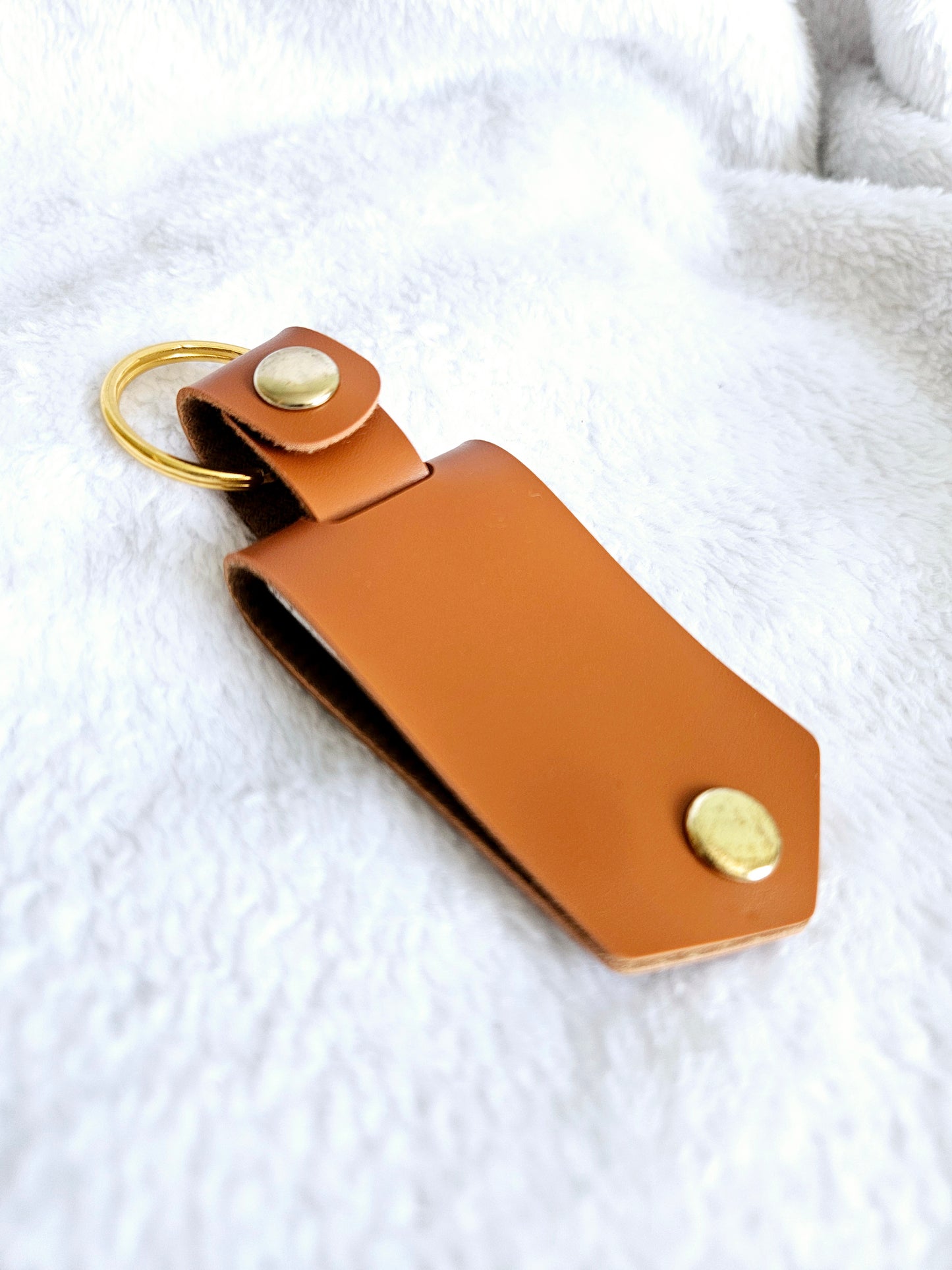 PU Leather Photo Keyring - Brown