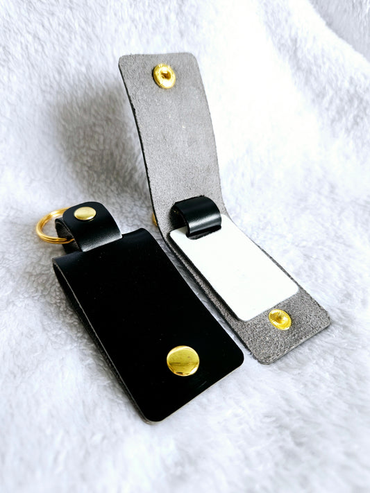 PU Leather Photo Keyring - Black