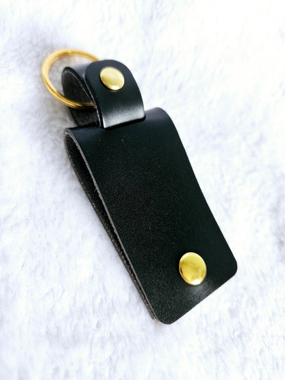 PU Leather Photo Keyring - Black