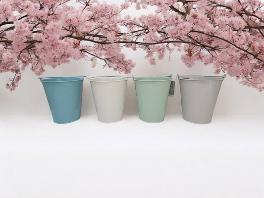 Tin bucket plant pot