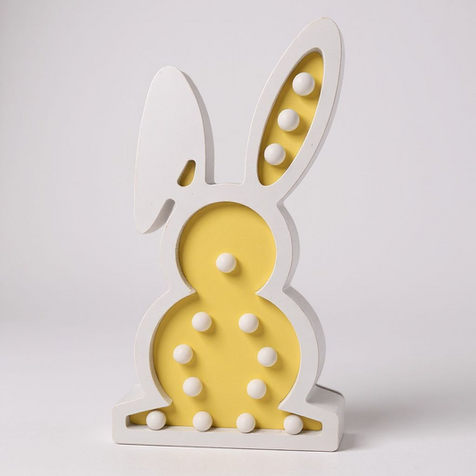 Yellow Wooden LED bunny light