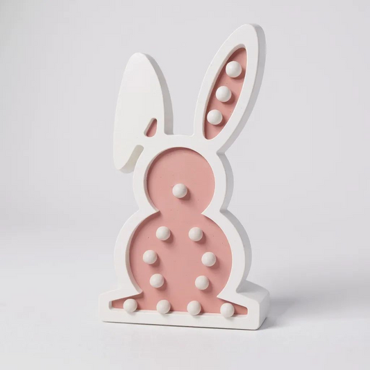 Pink wooden LED bunny light