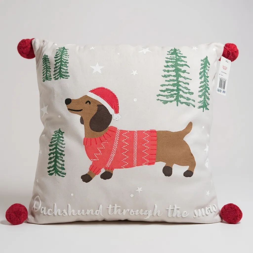 Dachshund Christmas Cushion